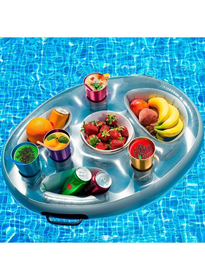 TOMSHOO Inflatable Beer Table Pool Float Summer Water Party Air Mattress Ice Bucket Serving Salad Bar Tray Food Drink Holder,Indoor Outdoor BBQ Picnic Pool Party Supplies - Image 1