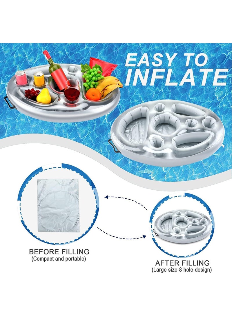 TOMSHOO Inflatable Beer Table Pool Float Summer Water Party Air Mattress Ice Bucket Serving Salad Bar Tray Food Drink Holder,Indoor Outdoor BBQ Picnic Pool Party Supplies - Image 2