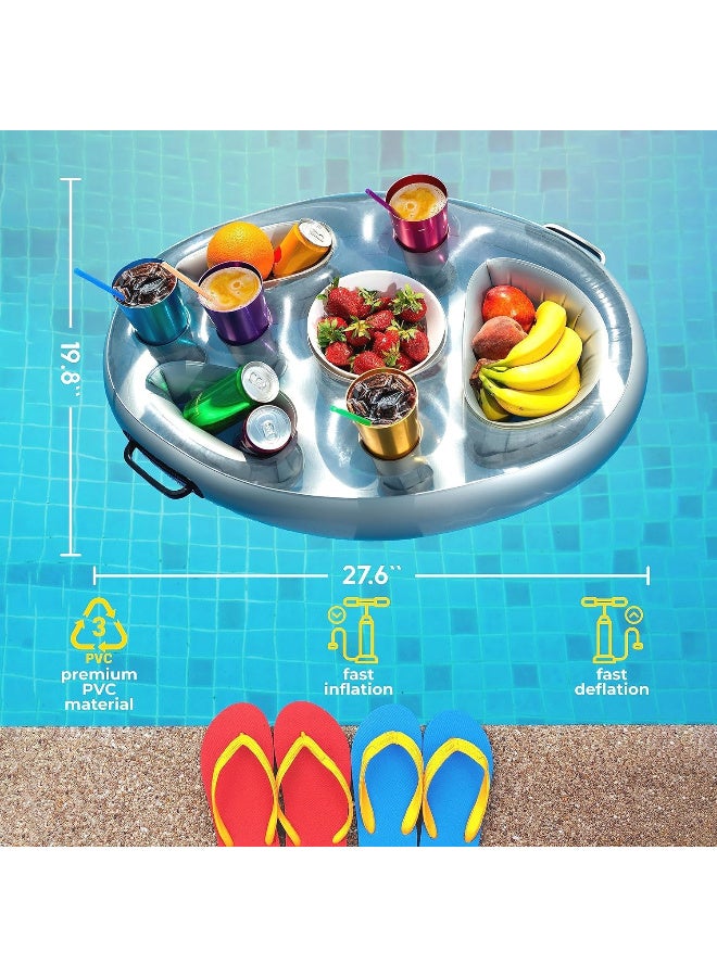 TOMSHOO Inflatable Beer Table Pool Float Summer Water Party Air Mattress Ice Bucket Serving Salad Bar Tray Food Drink Holder,Indoor Outdoor BBQ Picnic Pool Party Supplies - Image 5