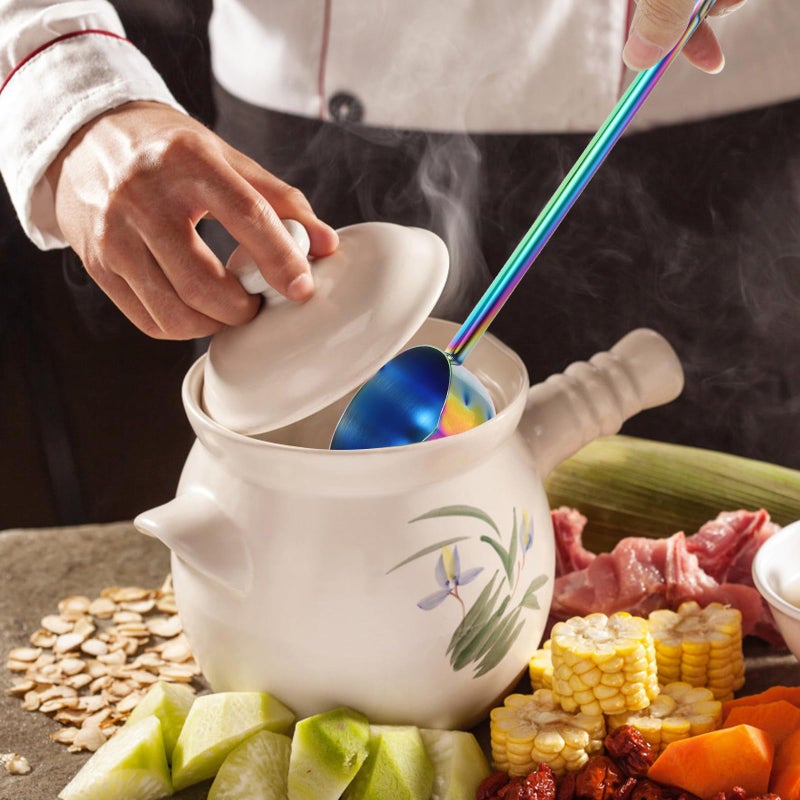 304 Stainless Steel Soup Ladle Long Handle Deep Kitchen Serving Spoon for Oil - Image 5