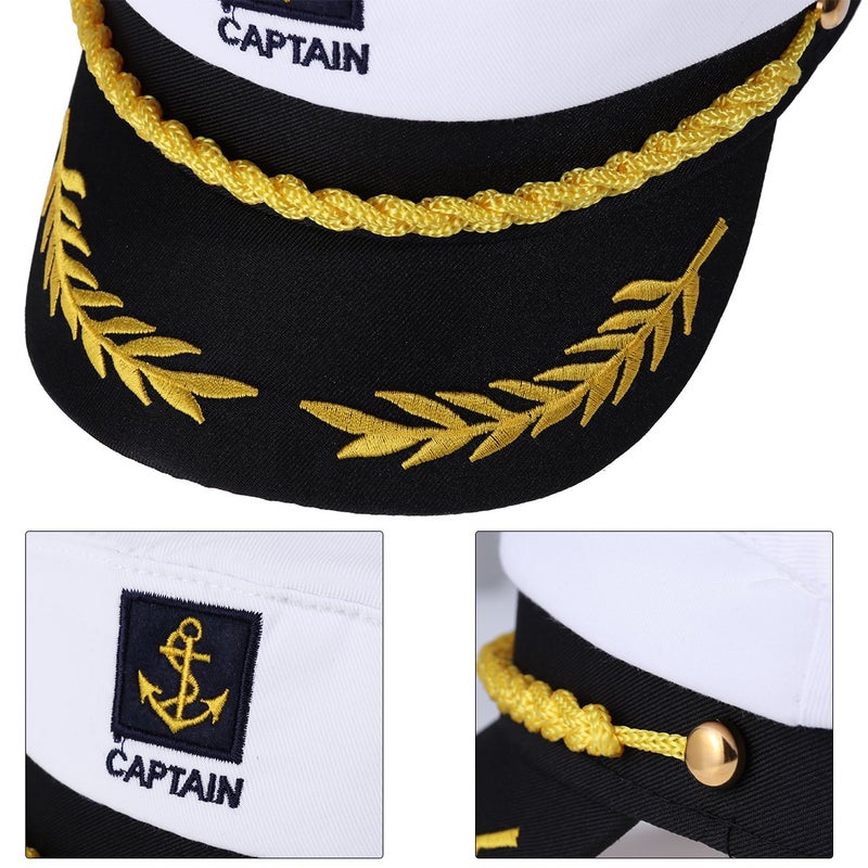 BESTOYARD Adult Yacht Captain Hat White Sailor Hat for Women Men Yacht Boat Sailor Captain Cap Marine Admiral Christmas Party Costume Cosplay Accessory - Image 2