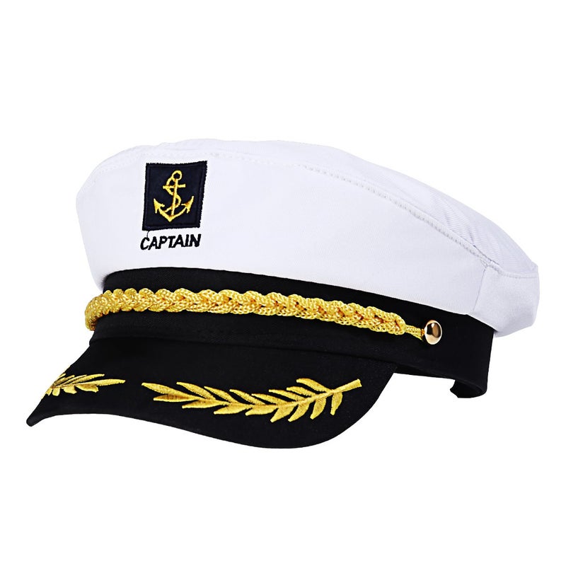 BESTOYARD Adult Yacht Captain Hat White Sailor Hat for Women Men Yacht Boat Sailor Captain Cap Marine Admiral Christmas Party Costume Cosplay Accessory - Image 1