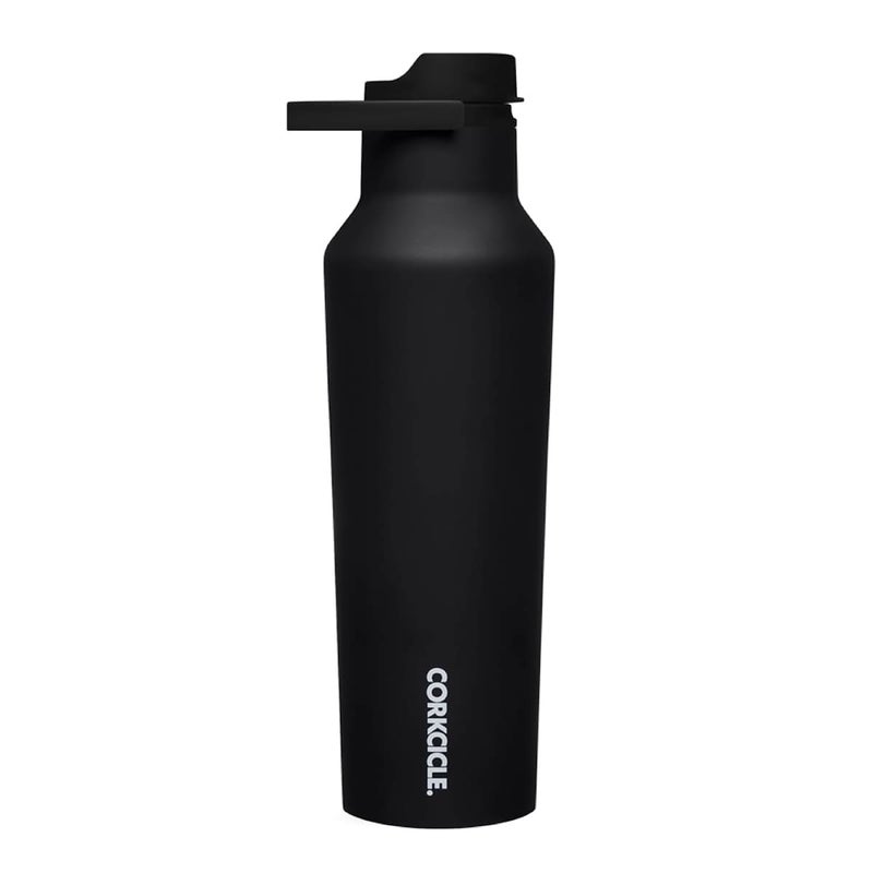 Corkcicle Sport Canteen Insulated Tumbler Matte Black 20 oz Reusable Water Bottle Keeps Beverages Cold for 25 Hours Hot 12 Hours Cupholder Friendly Tumbler with ScrewOn Cap