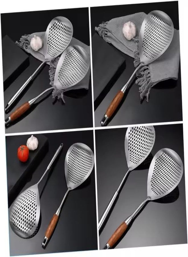 NAWAZJEE Skimmer Slotted Spoon 304 Stainless Steel With Wooden Handle 16.8 inch Skimmer Spider Food Strainer Ladle Kitchen Cooking Colander for Pasta Deep Frying Scoop - Image 5