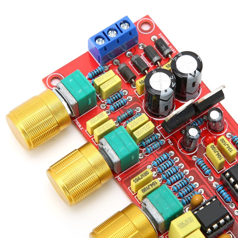 NE5532 وحدة مكبر صوت HiFi مسبق مكافحة الترددات المتساوية تحكم الصوت لوحة PCB حمراء إمداد طاقة تيار متردد 12 فولت - Image 4
