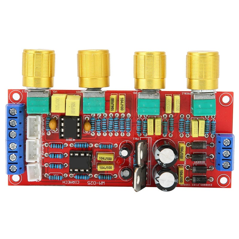 NE5532 وحدة مكبر صوت HiFi مسبق مكافحة الترددات المتساوية تحكم الصوت لوحة PCB حمراء إمداد طاقة تيار متردد 12 فولت - Image 2