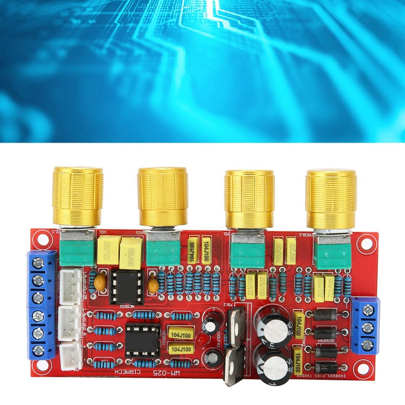 NE5532 وحدة مكبر صوت HiFi مسبق مكافحة الترددات المتساوية تحكم الصوت لوحة PCB حمراء إمداد طاقة تيار متردد 12 فولت - Image 5