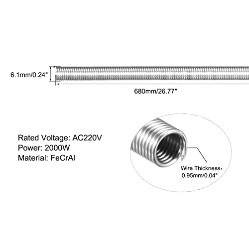 uxcell Heating Element Coil Wire AC220V 2000W / AC110V 500W Kiln Furnace Heater Wire 6.1mm*680mm 5PCS - Image 2