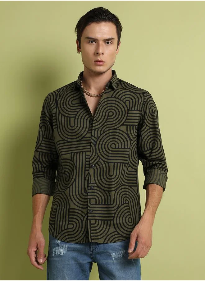 كامبوس سوترا Parallel Swirl Long Sleeves Shirt by Styli