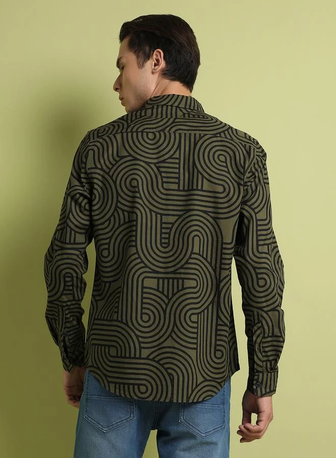 Campus Sutra Campus Sutra Parallel Swirl Long Sleeves Shirt