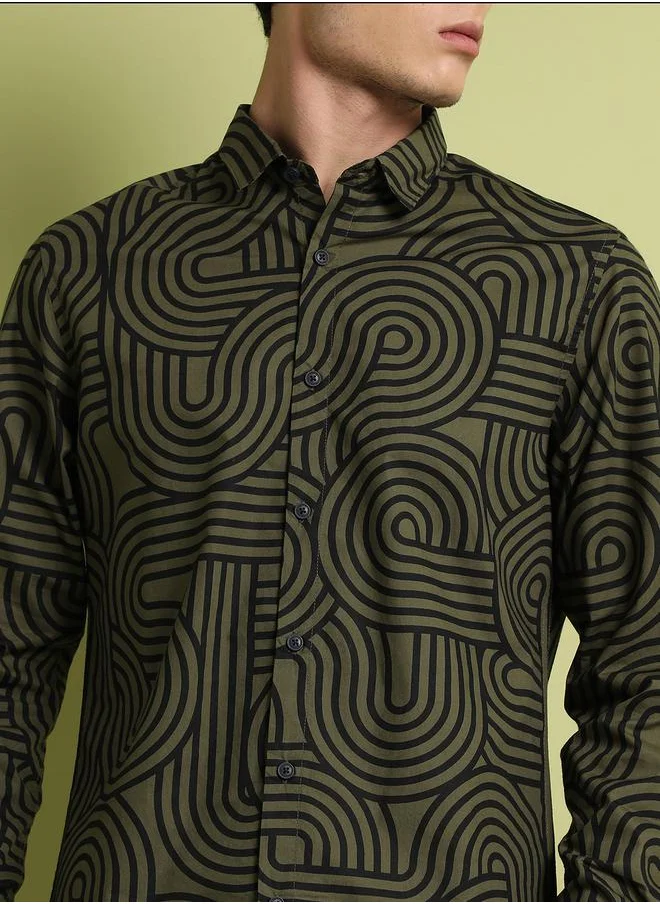 كامبوس سوترا Parallel Swirl Long Sleeves Shirt by Styli