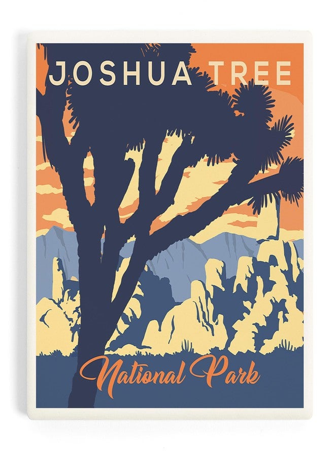 Lantern Press Joshua Tree National Park, California, Lithograph (Absorbent Ceramic Coaster, Single, Cork Back, Kitchen Table Decor) - Image 1