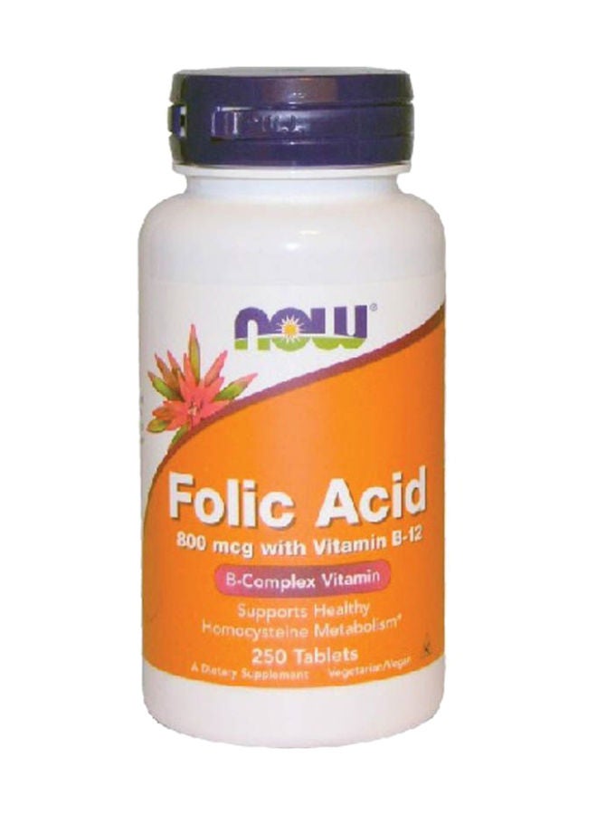 now Folic Acid 800 mcg with Vitamin B12 Tablets 250's