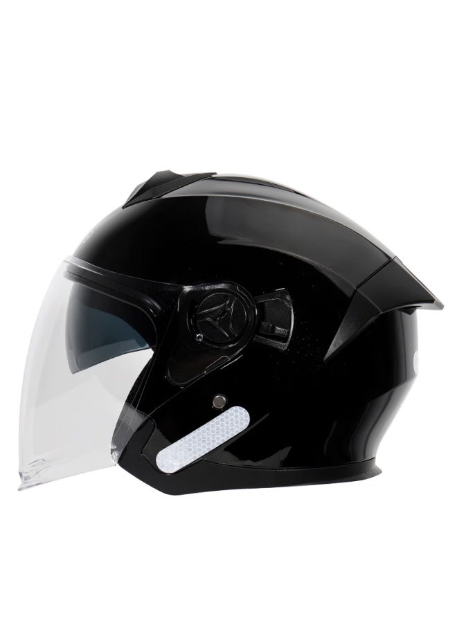 Bigbroky168 New National Standard 3c Dual-lens Electric Motorcycle Helmet Winter Warm Sun Protection Uni Electric Scooter Four-season Universal Half Helmet Glossy Black One Size - Image 4