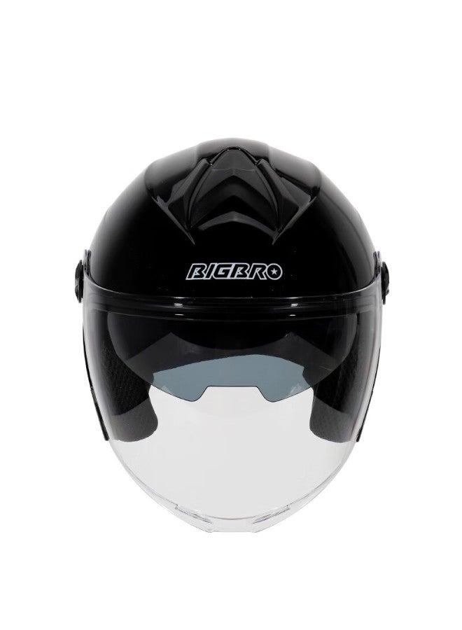 Bigbroky168 New National Standard 3c Dual-lens Electric Motorcycle Helmet Winter Warm Sun Protection Uni Electric Scooter Four-season Universal Half Helmet Glossy Black One Size - Image 1