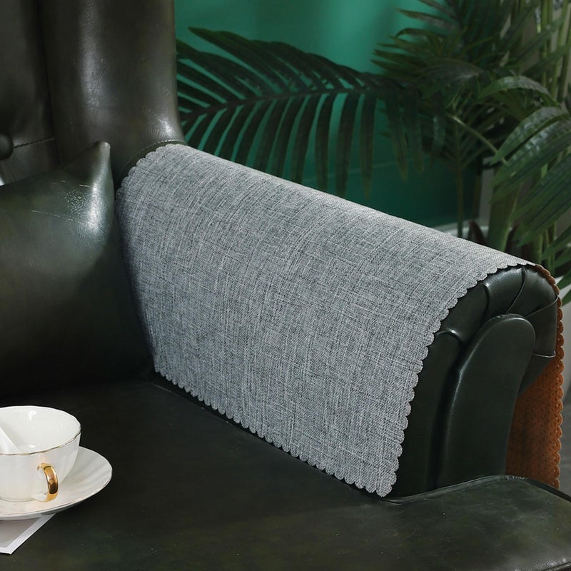 Hittun Sofa Arm Covers Non Slip Couch Arm Covers Washable Chair Arm Covers Protectors Set of 2 Wavy Border Armrest Covers for Sofa Leather Recliner Arm Covers for Recliner Chair (18"" x24""  Grey) - Image 1