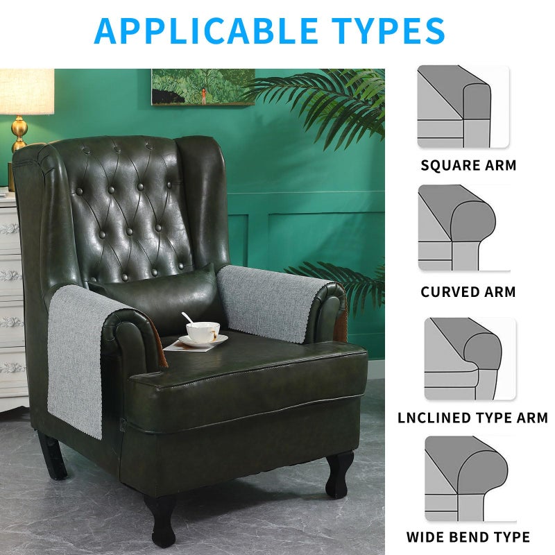 Hittun Sofa Arm Covers Non Slip Couch Arm Covers Washable Chair Arm Covers Protectors Set of 2 Wavy Border Armrest Covers for Sofa Leather Recliner Arm Covers for Recliner Chair (18"" x24""  Grey) - Image 5