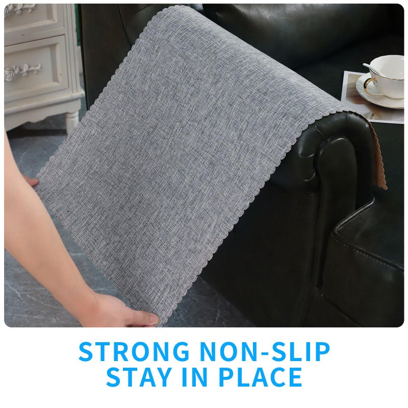 Hittun Sofa Arm Covers Non Slip Couch Arm Covers Washable Chair Arm Covers Protectors Set of 2 Wavy Border Armrest Covers for Sofa Leather Recliner Arm Covers for Recliner Chair (18"" x24""  Grey) - Image 4