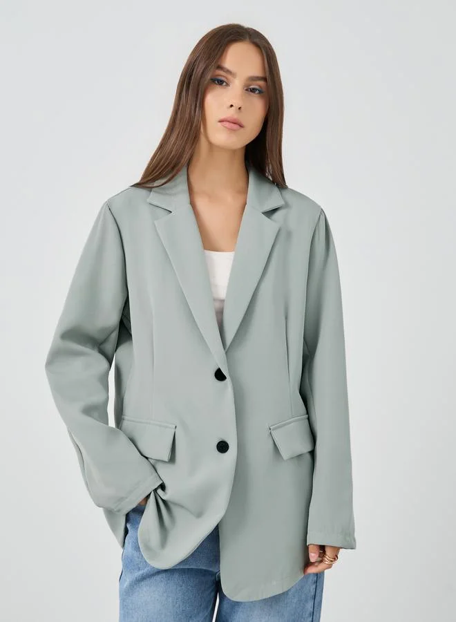 Take Two Take Two Solid Notch Label Blazer with Pockets