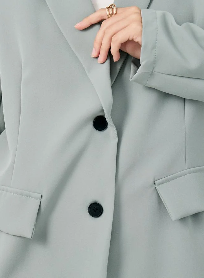 Take Two Take Two Solid Notch Label Blazer with Pockets