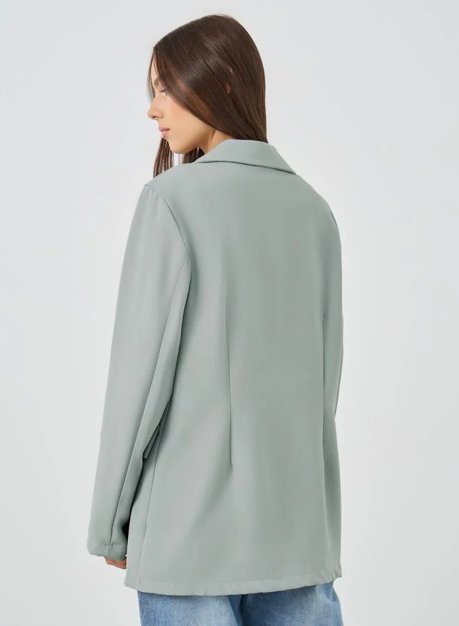 Take Two Take Two Solid Notch Label Blazer with Pockets