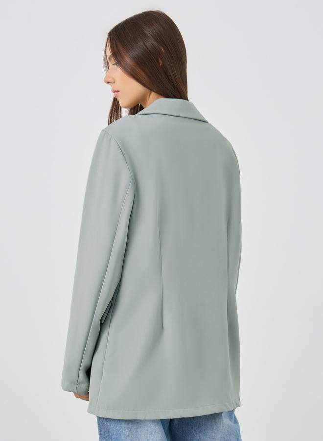 Take Two Solid Notch Label Blazer with Pockets - Image 5