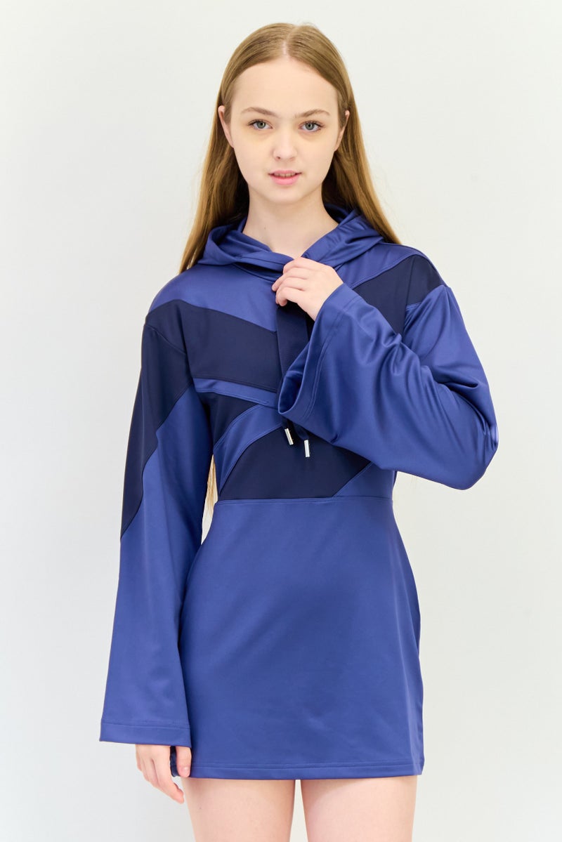 Reebok Women Sportswear Fit Outdoor Hooded Dress, Teal Blue  - Image 1