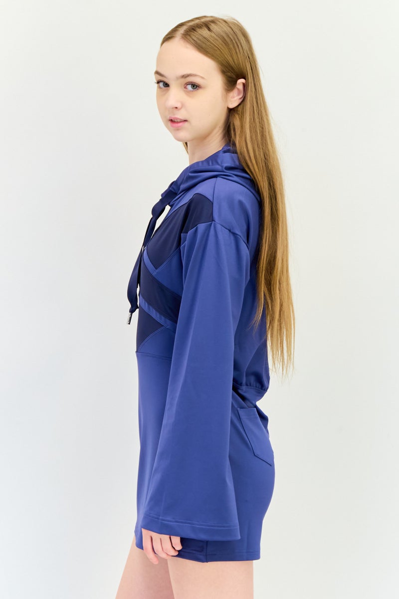 Reebok Women Sportswear Fit Outdoor Hooded Dress, Teal Blue  - Image 4