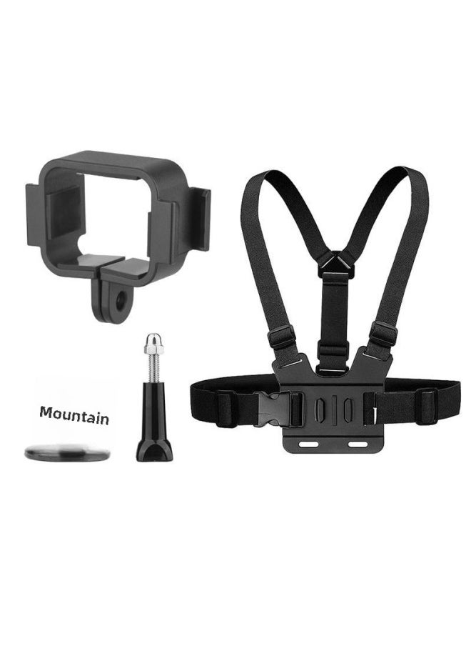 Generic BRDRC Applicable To Dajiang OSMO POCKET 3 Protective Frame Double Cold Shoe Adapter Clip Expansion Base Accessories-Color:Double Cold Boots Adapter Frame + Chest Strap (2-piece Set)  - Image 1