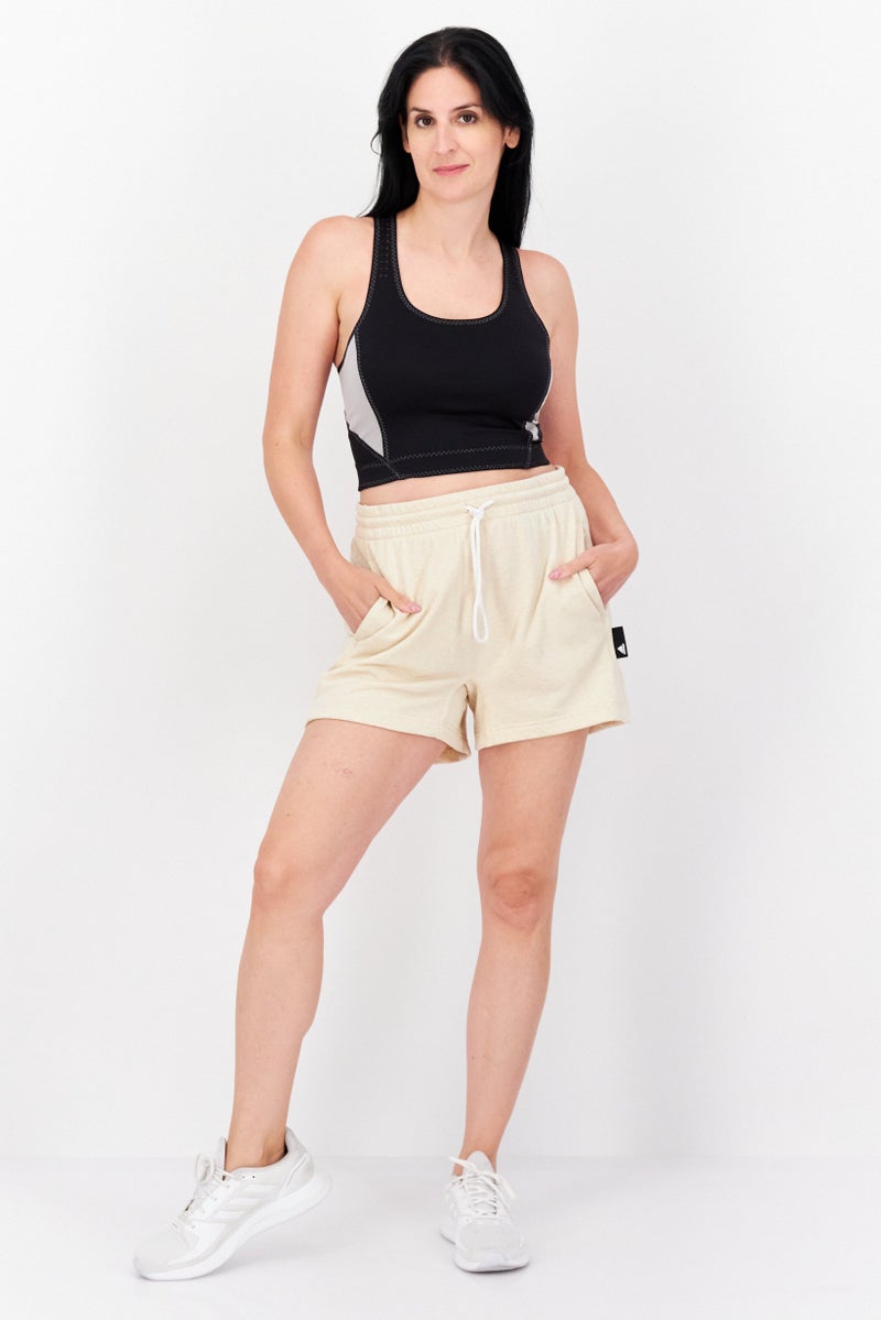 Adidas Women Sportswear Fit Training Shorts, Beige - Image 3