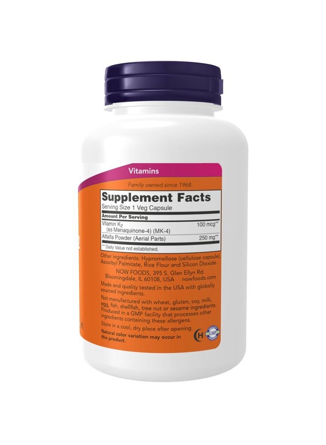 Now Foods Vitamin K-2, 250 Vegetable Capsule - Image 2
