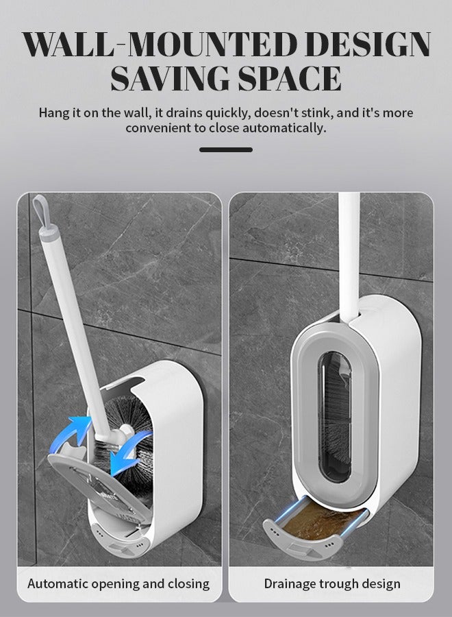 حامل فرشاة المرحاض للحمام، فرشاة تنظيف المرحاض مع صندوق تخزين، شعيرات من الألياف الدقيقة، يزيل البقع العنيدة - Image 4