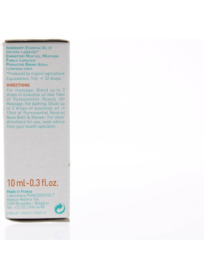 Puressentiel Organic Peppermint Essential Oil 10ml | 100% Pure & Natural, EOBBD Certified, Refreshing Aromatherapy | For Inhalation, Massage, Bath, 0.33 fl oz - Image 5