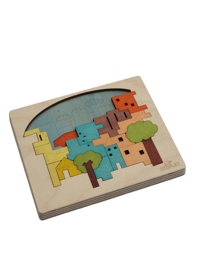 EKOPLAY Multi-Layered Wooden Puzzles for Kids, 23 Piece Jigsaw Puzzle for School Kids, Learning Educational Toys Gifts for Boys Girls | Construction Puzzles Sets, City Construction - Image 3