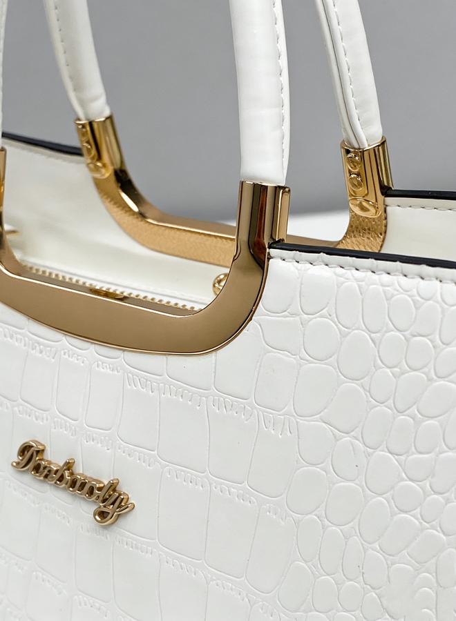 Take Two White Croc-Embossed Handbag with Purse - Image 2