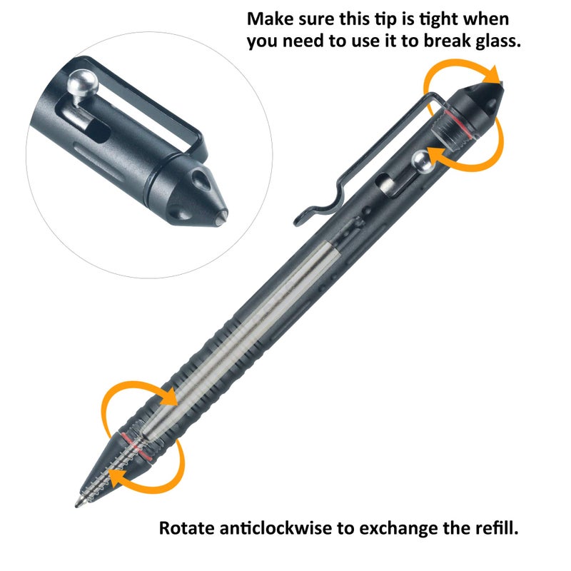 SMOOTHERPRO Bolt Action Pen with Tungsten Side 3 Colors for EDC Pocket Color Black(TP156) - Image 5