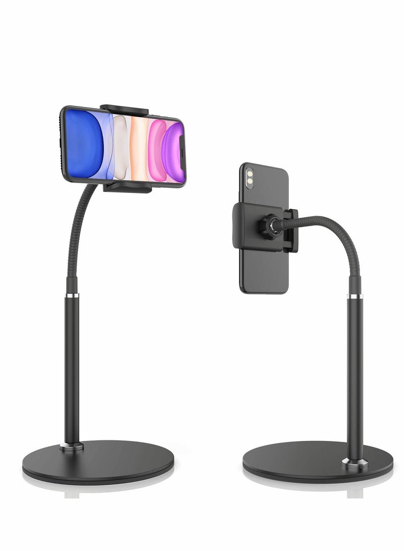 Excefore Cell Phone Stand, Adjustable Height & Angle Phone Holder Flexible Arm Universal Phone Stand for Desk, Aluminum Alloy Desktop Cell Phone Holder Compatible with 3.5"-6.5" Device - Image 1