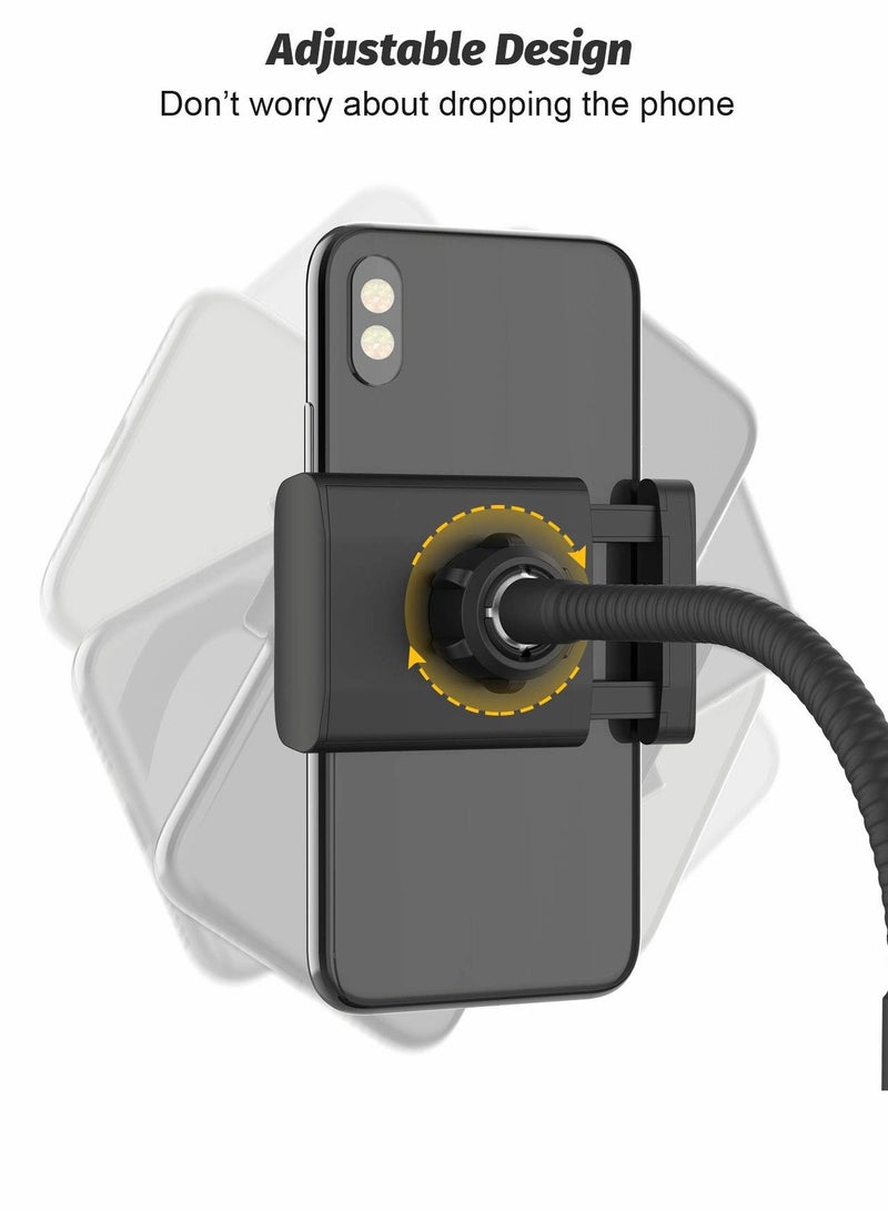 Excefore Cell Phone Stand, Adjustable Height & Angle Phone Holder Flexible Arm Universal Phone Stand for Desk, Aluminum Alloy Desktop Cell Phone Holder Compatible with 3.5"-6.5" Device - Image 4