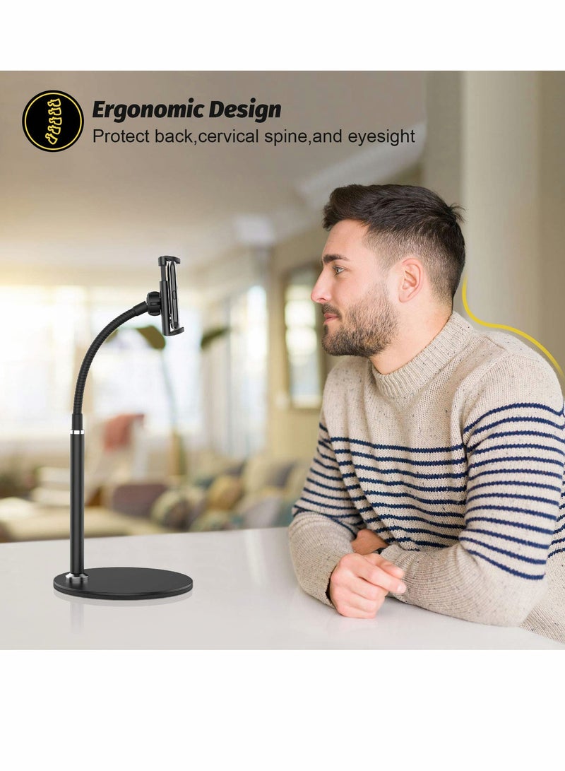 Excefore Cell Phone Stand, Adjustable Height & Angle Phone Holder Flexible Arm Universal Phone Stand for Desk, Aluminum Alloy Desktop Cell Phone Holder Compatible with 3.5"-6.5" Device - Image 5