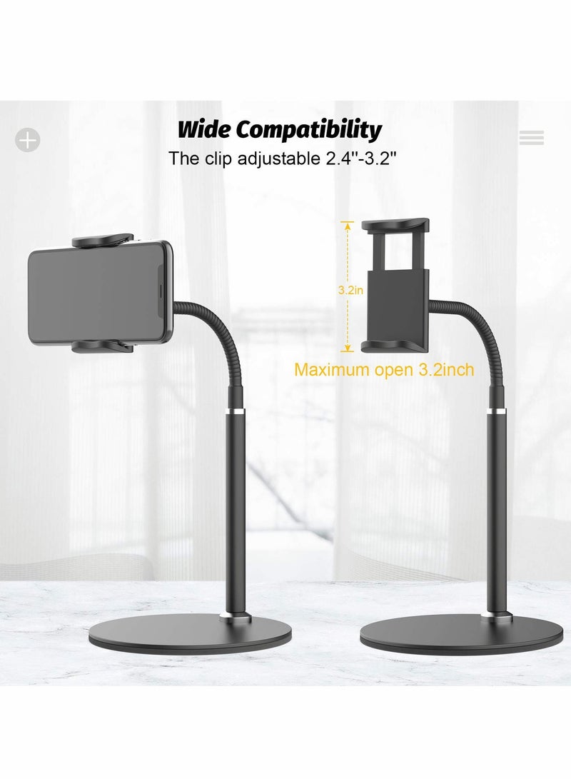 Excefore Cell Phone Stand, Adjustable Height & Angle Phone Holder Flexible Arm Universal Phone Stand for Desk, Aluminum Alloy Desktop Cell Phone Holder Compatible with 3.5"-6.5" Device - Image 2