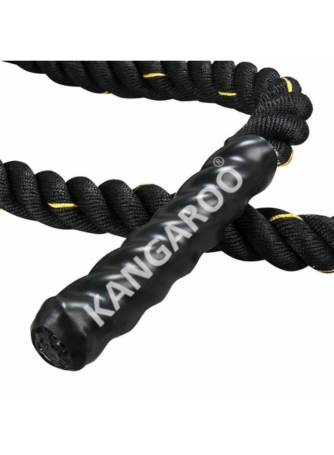كانجرو حبل معركة متقاطع للتمارين الرياضية للجنسين  بطول 7م وسمك 4 سم مع قفاز - Image 3