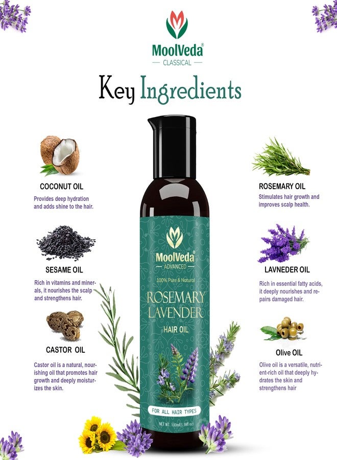 Moolveda Rosemary Lavender Hair Oil For Healthy Hair, Scalp Nourishment, Hair Growth - 100% Pure & Natural Undiluted Cold Pressed Oil, 100Ml - Image 3