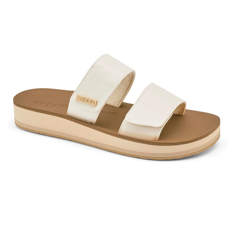 Cobian Dana Rise â€“ Womenâ€™s Adjustable Flatform Sandals â€“ Supportive Slip-On Sandals for Women With Arch Support, White, 9 - Image 1