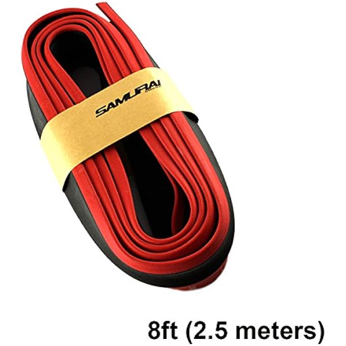Xotic Tech Car Bumper Protector, 1 x 8ft Rubber Front Bumper Lip Spoiler Splitter Chin Trim, Universal Black Red - Image 2