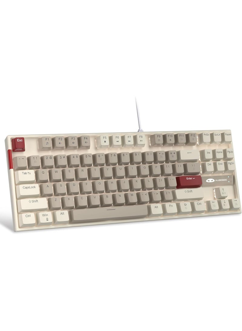 MageGee MageGee 75% Mechanical Gaming Keyboard, Brown Switch, LED White Backlit, 87 Keys Compact TKL Wired Computer Keyboards for Windows Laptop PC Gamer - Brown  - Image 1