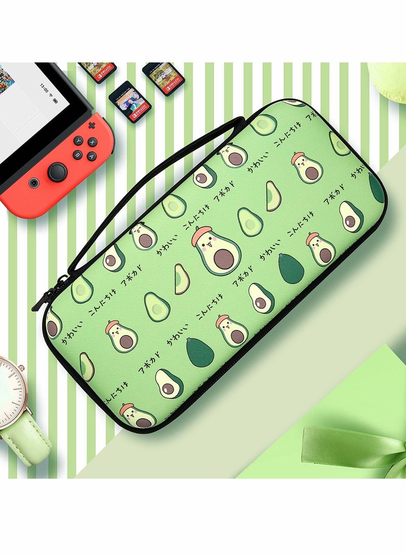 Cute Avocado Hard Case for Nintendo Switch with 12 Game Card Slots and Extra Storage for Joy-Con and Accessories - Image 3