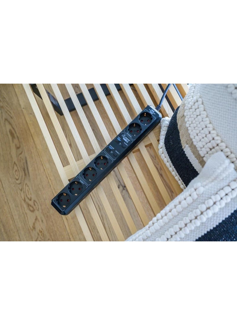 Eco-Line Wifi Enabled Timer Power Strip with Voice Control 6 Sockets 1.5 Meter Cable