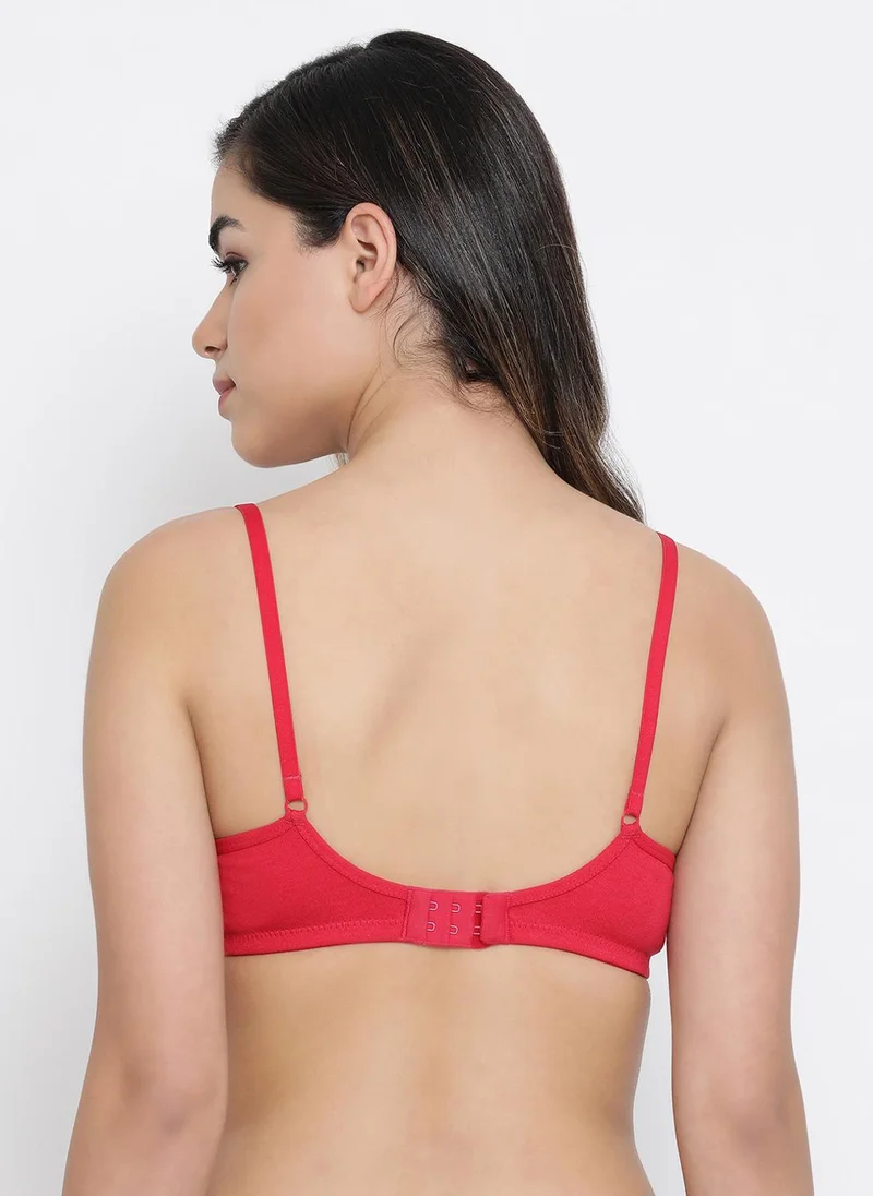 Clovia Pink Clovia Padded Non-Wired Full Coverage T-Shirt Bra in Dark Pink - Cotton Rich for Women | Best Price UAE