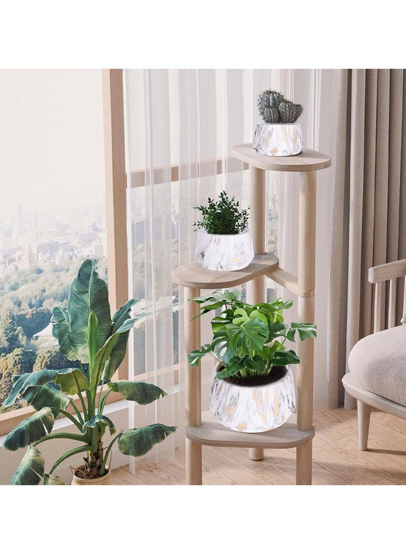 FEND Elegant Marble Style Plastic Plant Pot with Gold Accents Modern Decorative Planter for Indoor & Outdoor - Image 5