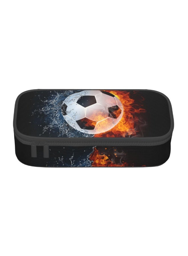 OSHIMA Boys Soccer Large Capacity Pencil Case, Blue Sports-Themed Portable Desk Office Organizer Bag, Cute Pen Pouch for Kindergarten and School - Image 1